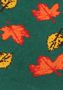 Bawełniane skarpetki damskie z grafiką liści SL Autumn Marilyn
