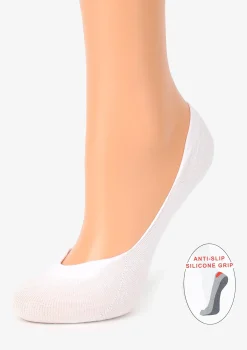 Bawełniane Stopki Damskie z Silikonem Cotton Anti-Slip White Marilyn