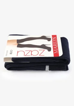 Bawełniane zakolanówki damskie granatowe z mieniącym się paskiem Zazu B20 Marilyn