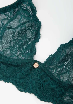 Biustonosz damski miękki z szmaragdowej koronki Rebecca M Poupee Marilyn
