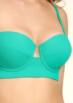 Biustonosz kąpielowy typu bardotka longline z subtelnym wycięciem Green Island 2