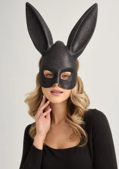 Brokatowa maska na twarz z uszami - Horny Bunny