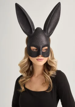 Brokatowa maska na twarz z uszami - Horny Bunny