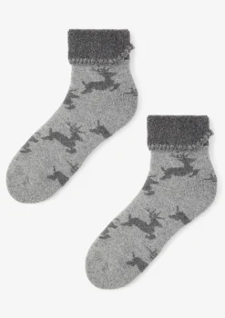 Ciepłe skarpetki damskie w skaczące renifery Angora Terry X31 Marilyn