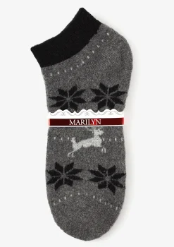 Ciepłe skarpetki męskie z zimową grafiką Angora Footies Men Terry X50 Marilyn