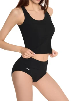 Damski top czarny bawełniany bez rękawów krótki sportowy Crop tank top