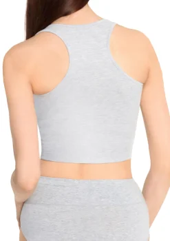 Damski top szary bawełniany bez rękawów krótki sportowy Crop tank top
