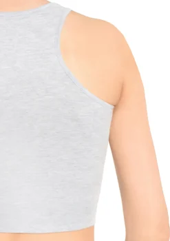 Damski top szary bawełniany bez rękawów krótki sportowy Crop tank top