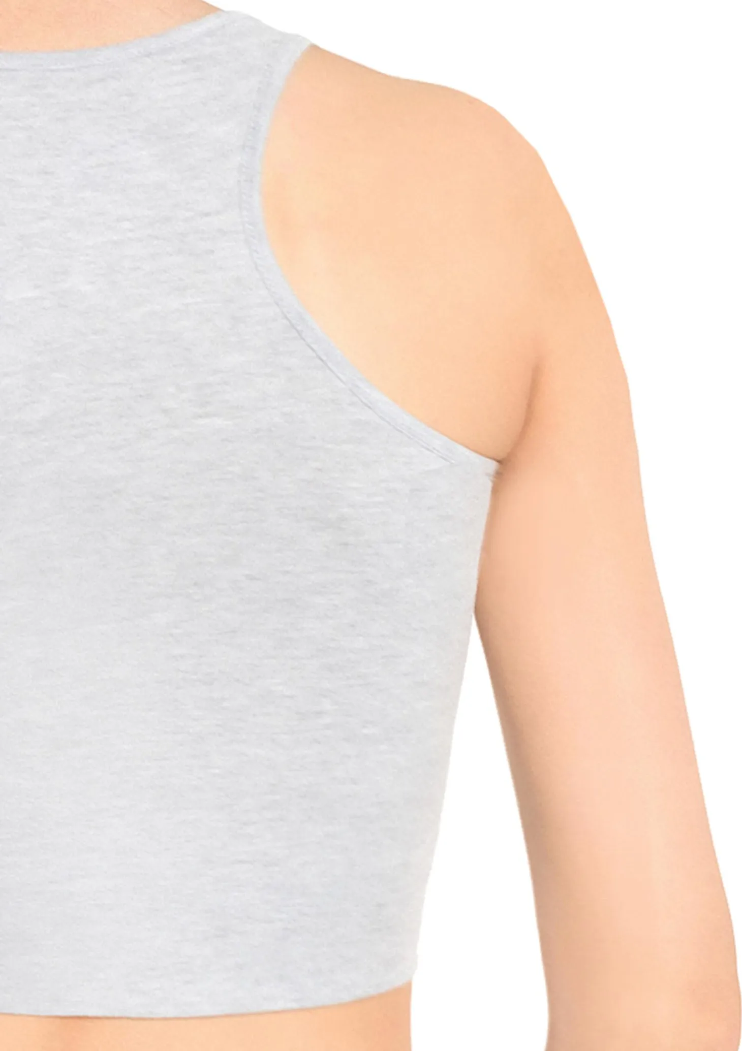 Damski top szary bawełniany bez rękawów krótki sportowy Crop tank top