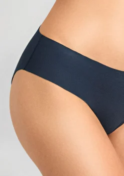 Figi damskie klasyczne laserowo cięte z bawełny organicznej granatowe Cotton Touch