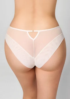 Figi damskie z elastycznego tiulu i zmysłowej koronki off white Yvonne Poupee Marilyn