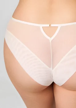Figi damskie z elastycznego tiulu i zmysłowej koronki off white Yvonne Poupee Marilyn