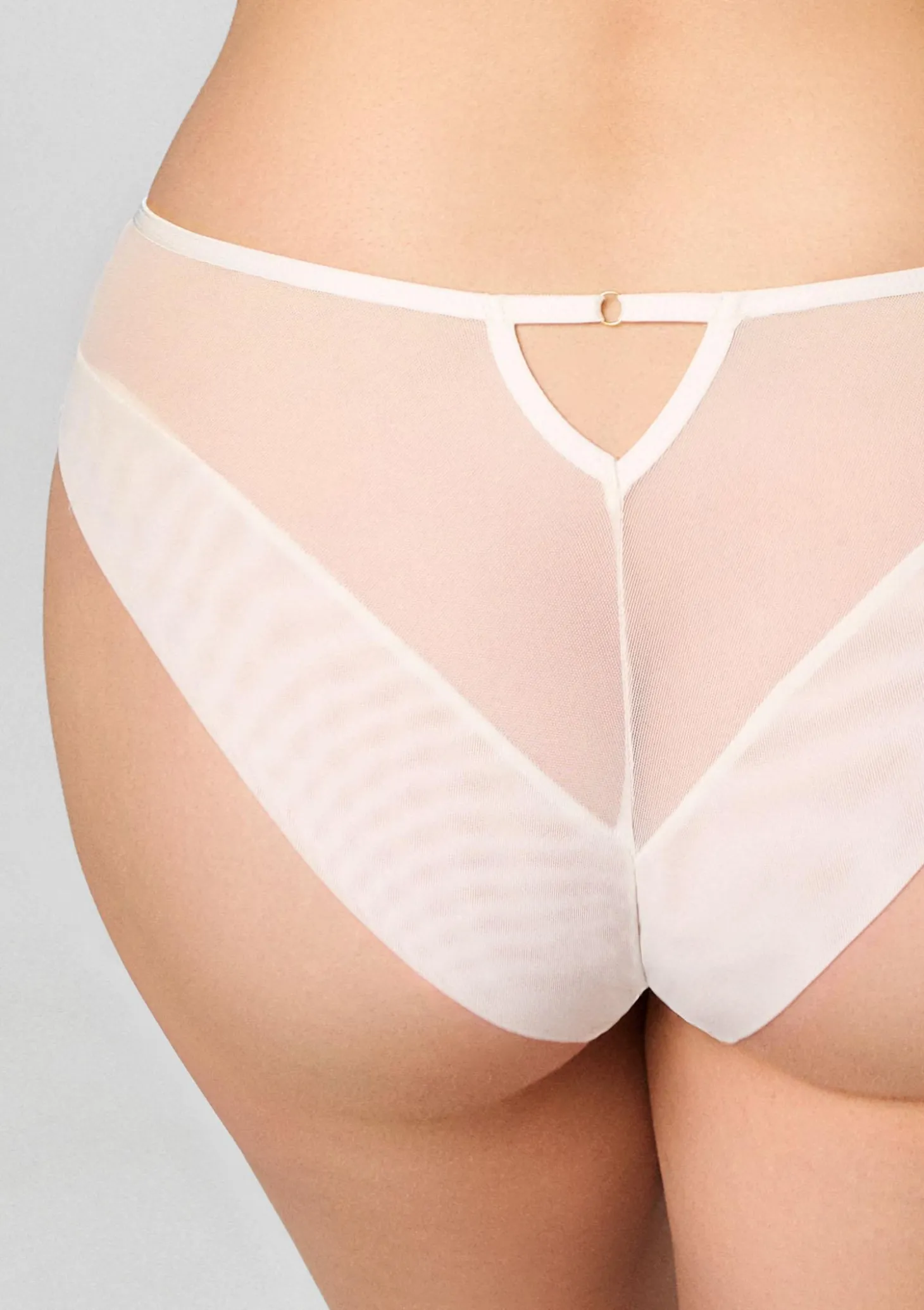 Figi damskie z elastycznego tiulu i zmysłowej koronki off white Yvonne Poupee Marilyn