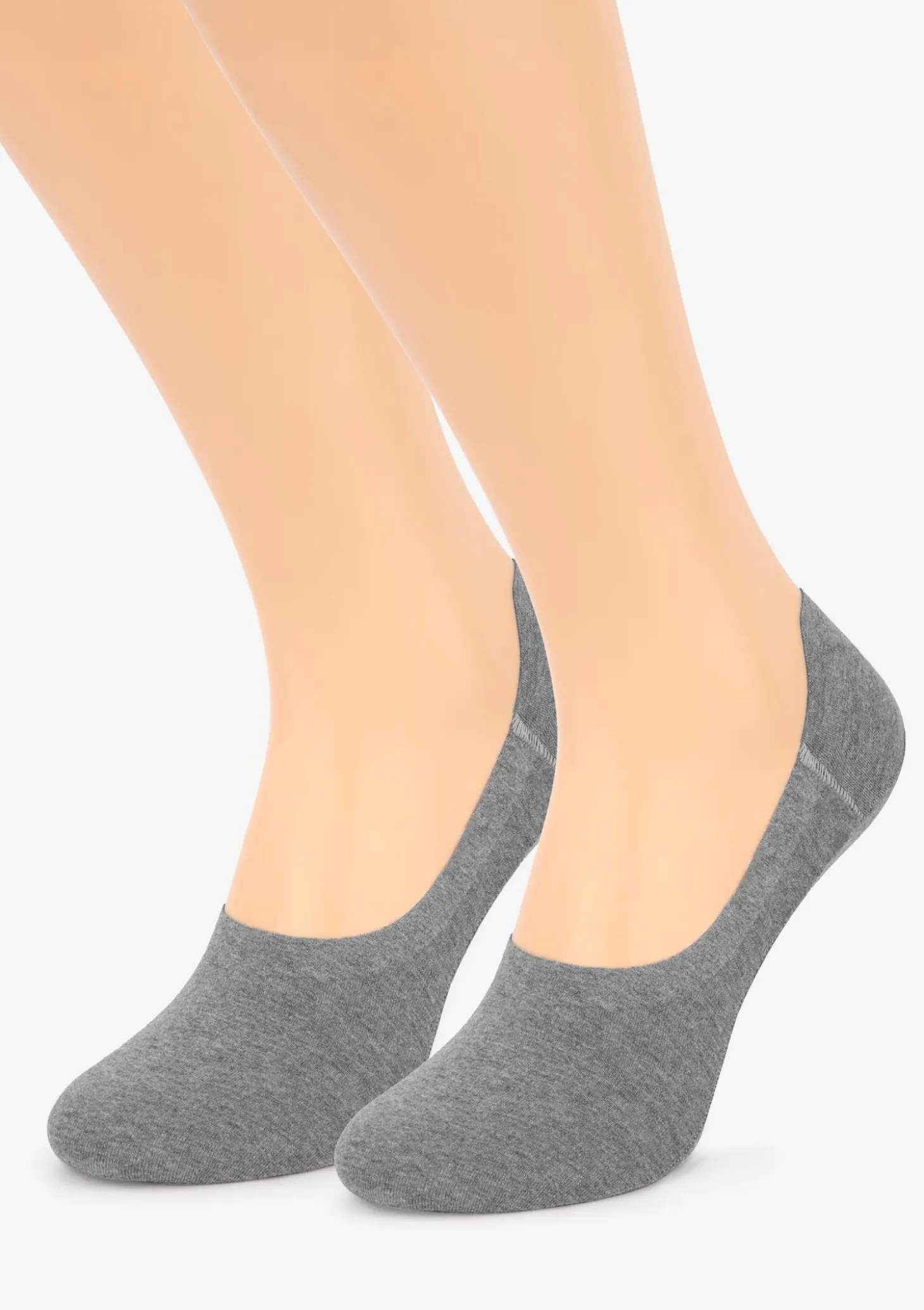 Gładkie szare stopki unisex z silikonem 2pak - Discreet