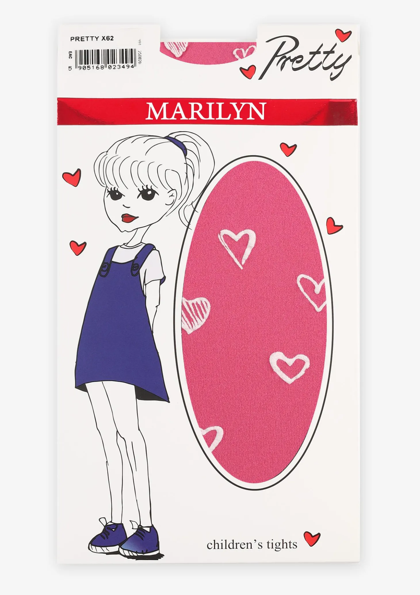 Kolorowe dziecięce rajstopy w serduszka Pretty X62 Marilyn