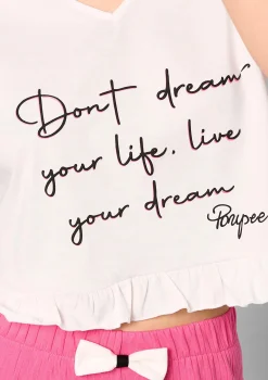 Koszulka piżamowa damska z krótkim rękawkiem i napisem Dreams Poupee Marilyn