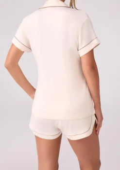 Koszulka piżamowa z ekologicznego włókna tencel krótki rękaw i haftowane logo Hannah
