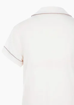 Koszulka piżamowa z ekologicznego włókna tencel krótki rękaw i haftowane logo Hannah