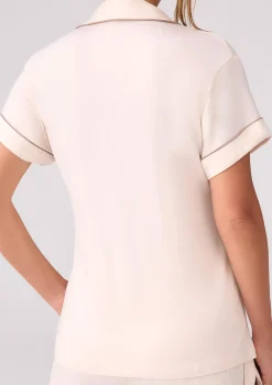 Koszulka piżamowa z ekologicznego włókna tencel krótki rękaw i haftowane logo Hannah