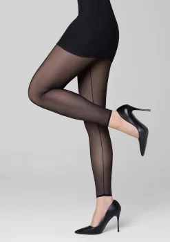 Legginsy damskie z tiulowego materiału zakończone gumeczką i elastycznym pasem Nikita