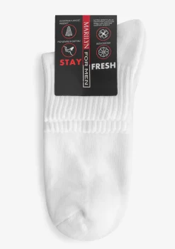 Męskie białe skarpetki bawełniane bezuciskowe z płaskim szwem – Stay fresh