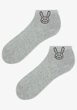 Niskie skarpetki damskie z błyszczącym królikiem Cotton Funny Bunny 01 Marilyn