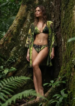 Peniuar plażowy wiązany w pasie - Tropical
