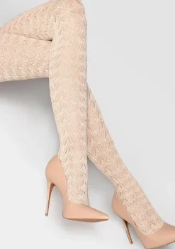 Rajstopy damskie z włóknem bambusowym ecru Jacquard D09 Marilyn