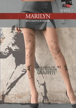 Rajstopy damskie z wzorem graffiti Banksy Bomber 2 Marilyn