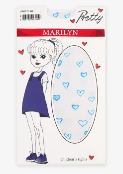 Rajstopy dziecięce w niebieskie serduszka Pretty X62 Marilyn