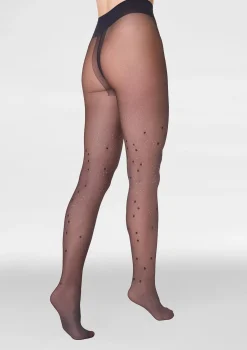 Rajstopy transparentne z brokatem w motyw gwiazdek – Allure F04