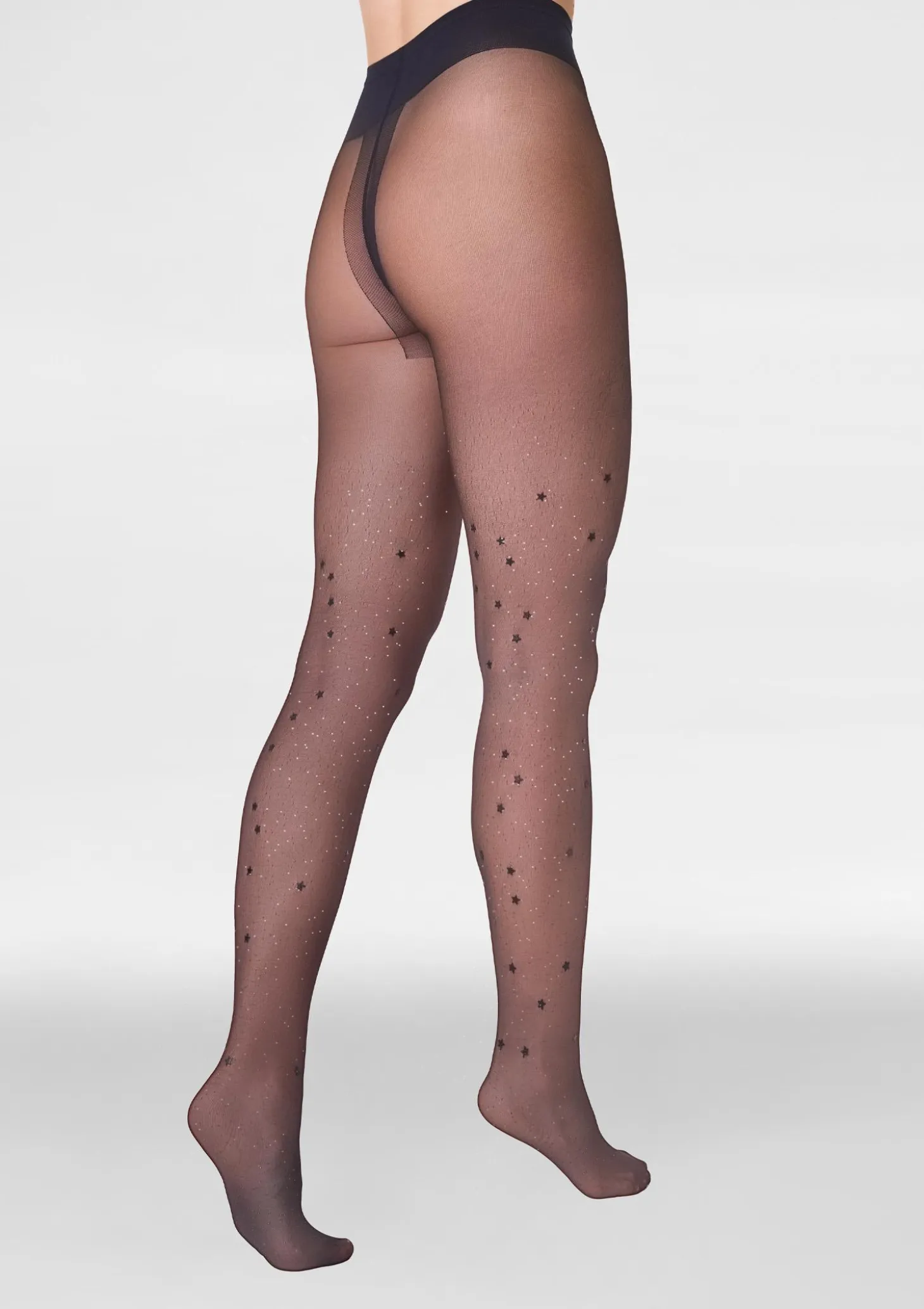 Rajstopy transparentne z brokatem w motyw gwiazdek – Allure F04