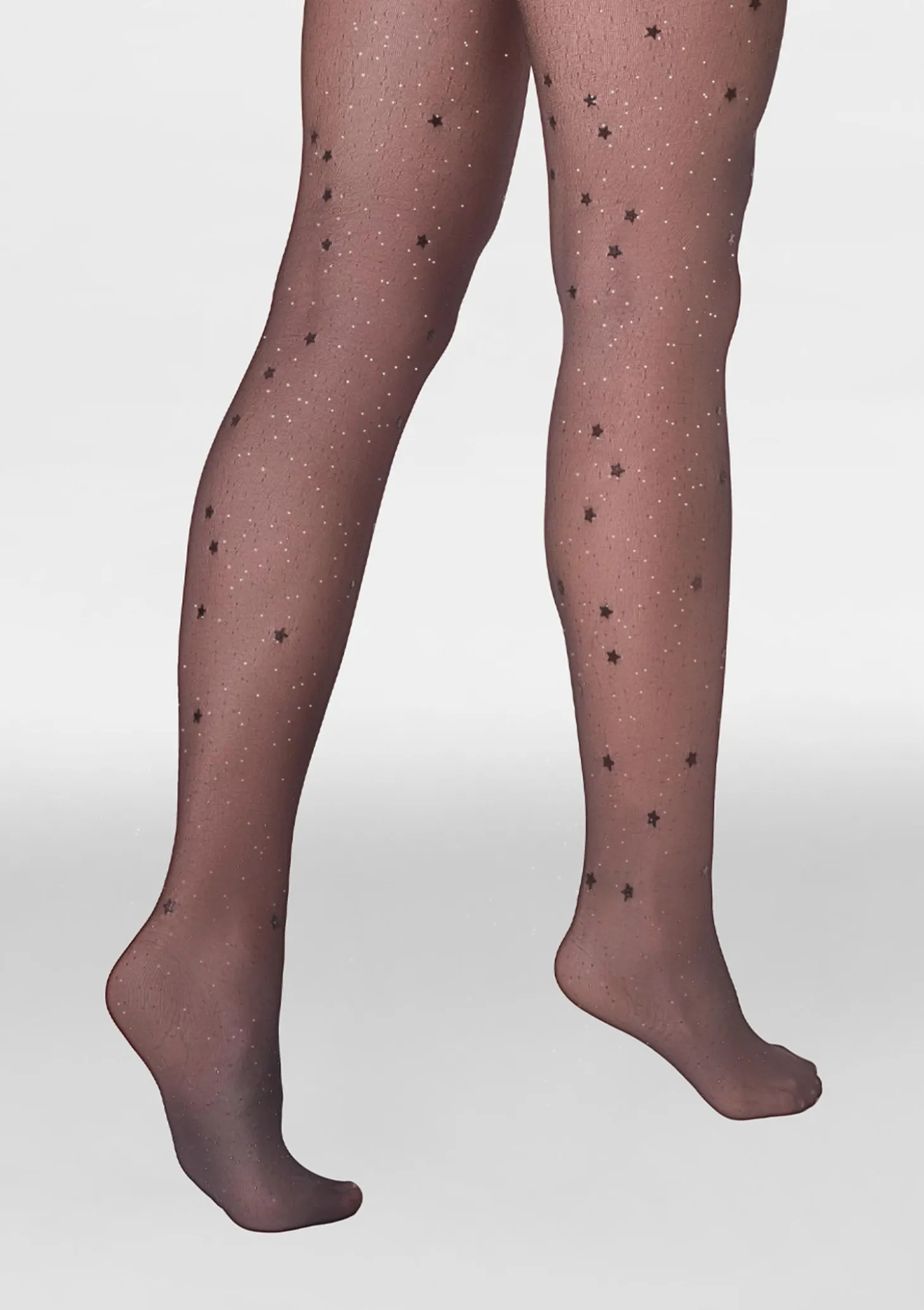 Rajstopy transparentne z brokatem w motyw gwiazdek – Allure F04