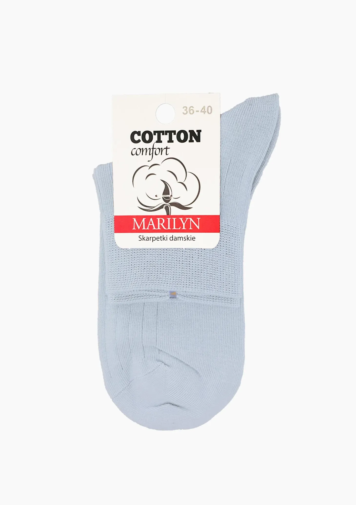 Skarpetki bawełniane damskie jasnoniebieskie z komfortowym ściągaczem Cotton Classic