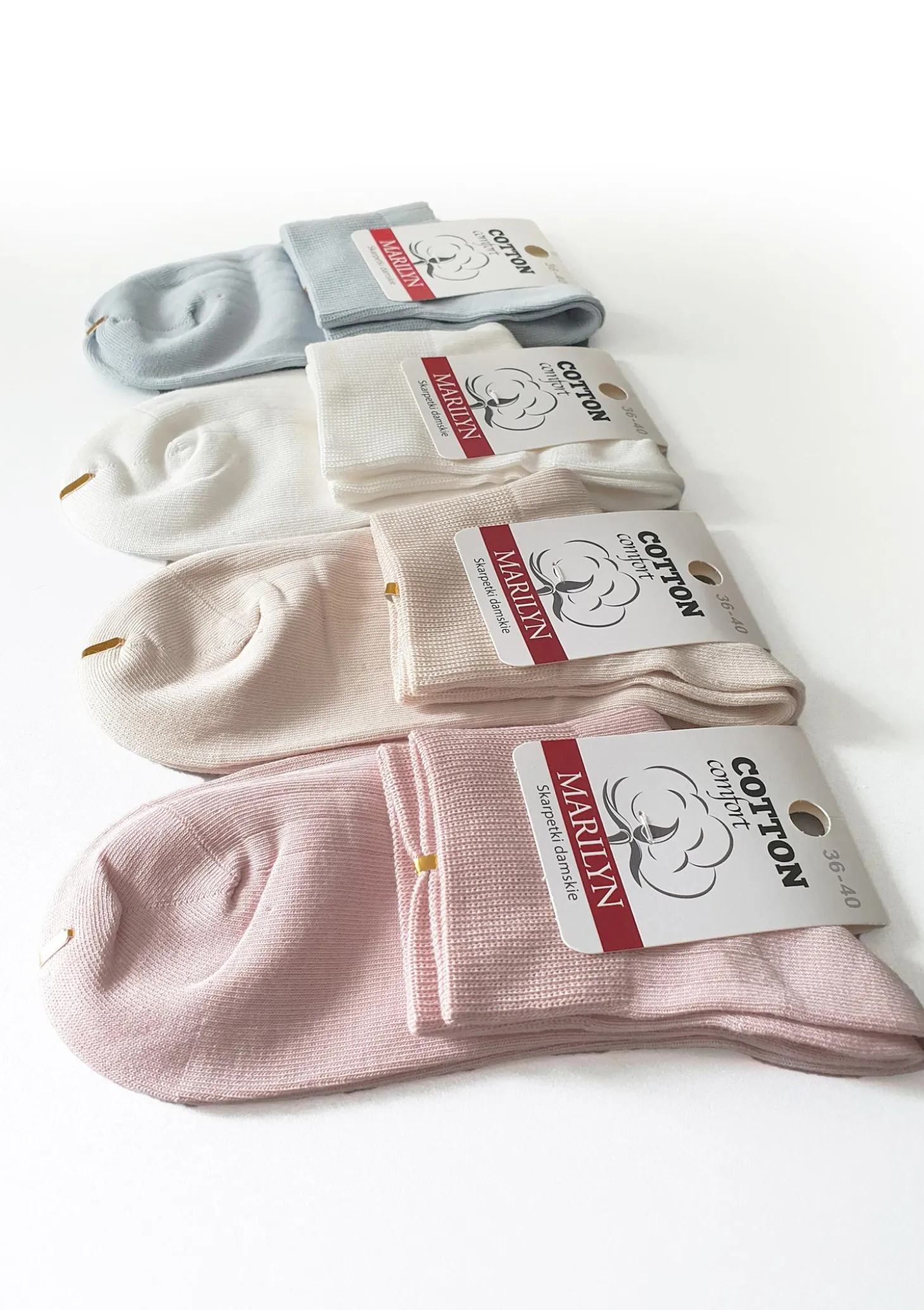 Skarpetki bawełniane damskie jasnoniebieskie z komfortowym ściągaczem Cotton Classic