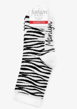 Skarpetki damskie bawełniane w modny wzór zebry Zebra Marilyn