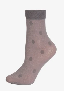 Skarpetki damskie cienkie w grafitowe grochy Forte Shine Dots Gray Marilyn