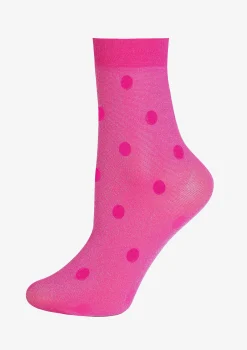 Skarpetki damskie cienkie w różowe grochy Forte Shine Dots Magenta Marilyn
