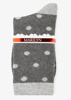 Skarpetki damskie ciepłe z angorą w stylowe groszki D32 Marilyn