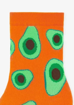 Skarpetki damskie intensywnie pomarańczowe w oryginalny wzór Avocado Marilyn