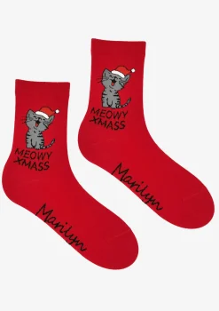 Skarpetki damskie świąteczne – Meowy Xmass