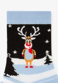 Skarpetki damskie w zimowy wzór z reniferem Santa Rudolph Marilyn