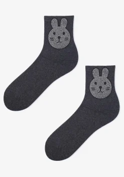Skarpetki damskie z błyszczącym króliczkiem Cotton Sad Rabbit Marilyn