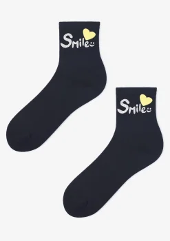 Skarpetki damskie z błyszczącym napisem Cotton Smile Love Marilyn