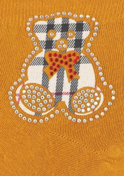 Skarpetki damskie z misiem w kratkę i cyrkoniami Cotton Fashion Teddy Marilyn