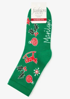 Skarpetki damskie z urokliwym wzorem pierników i świątecznych ozdób Christmas Cookies Marilyn