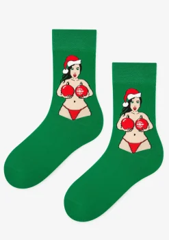 Skarpetki męskie świąteczne z motywem seksownej Mikołajki Santa Baby Marilyn