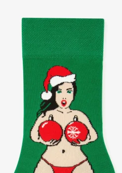 Skarpetki męskie świąteczne z motywem seksownej Mikołajki Santa Baby Marilyn