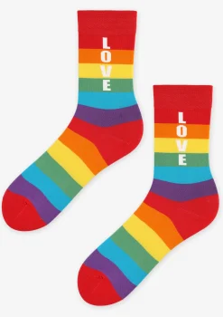 Skarpetki męskie w tęczowe paski z bawełny Rainbow Love 2 Marilyn