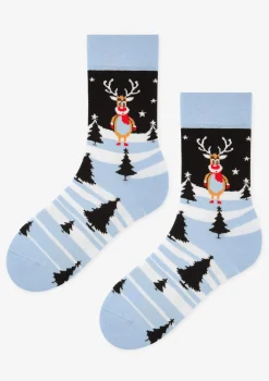 Skarpetki męskie w zimowy wzór z reniferem Santa Rudolph Marilyn